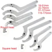 Adjustable Hook Wrench C Spanner Round/Square Head Slotted & Roller Bearing Nut