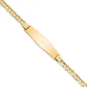 7 Inch 14K Anchor Link Soft Diamond Shape Id Bracelet