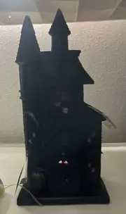 Halloween Haunted House Mansion Black Light Up Moonlight Manor 15” Tall Tabletop
