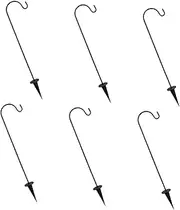 Kisangel 6 Pcs Outdoor Solar Lantern Hanging Outdoor Stake Hooks Outlet Shelf Wall Holder Garden Stake Hooks for Hanging Plant Hanger Tall Shepherds Hooks for Outdoor Bracket Wedding Iron