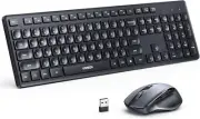 Wireless Ergonomic Keyboard and Mouse Combo 2.4GHz, Compact Silent Cordless Ful