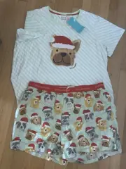 NEW PETER ALEXANDER SANTA DOGGY PJ SET TOP & SHORTS Size 2+ RRP$109.90 XMAS DOGS