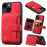 RFID Blocking Phone Case for iPhone 13,Wallet Kickstand Leather Coated TPU Back Cover