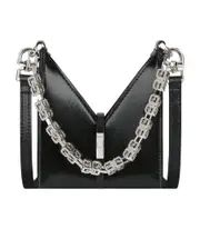 Micro Cut Out bag in Box leather with chain One size black
