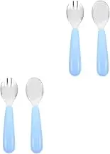 Zerodeko 2 Sets Toddler Dinnerware Set Toddler Forks Spoons Weaning Stainless Steel Cutlery for Kids Compact Easy to Store