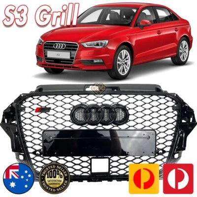 Black Pack RS3 QUATTRO Style Bumper bar Grille Grill for AUDI A3 S3 8V 13-16 ACC (for: Audi)