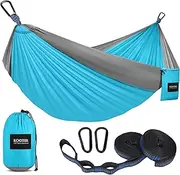 Kootek Camping Hammock 400 lbs Capacity, Portable Hammocks with Tree Straps & Attached Carry Bag, Camping Essentials Gear, Perfect for Outside Indoor Hiking Beach Backpack Travel