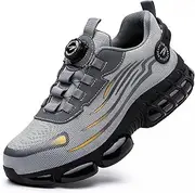 [ZHENSI] Safety Trainers Mens Air Cushion Work Shoes Steel Toe Cap Industrial Sneakers Lightweight Non-Slip