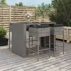 Outdoor Bar Set 5 Piece Bar Table Stools with Cushions Poly Rattan vidaXL