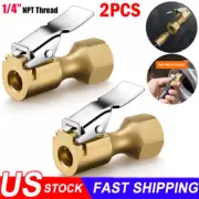 2X Air Chuck Heavy Duty Open Flow Lock On Tire Chuck w/Clip for Inflator Gauge