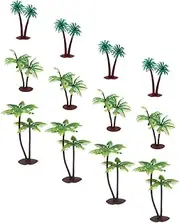 Tofficu 12 Pack Coconut Tree Models Lifelike Miniature Palm Trees for Garden DIY Landscape Waterproof Plastic for Dec