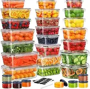 [KITHELP] 60-Piece Large Food Storage Containers Set - Leakproof, BPA-Free Plastic with Lids Airtight for Kitchen Storage and Organization Reusable with Labels Pen- Microwave Dishwasher Freezer Safe