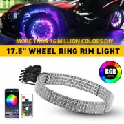 17.5" RGB & Chasing Flow Double Row LED Wheel Ring Rim Lights For Truck Car set (for: Porsche)