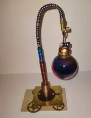 STEAMPUNK - Custom made Globe Night Light- Steampunk Table Lamp.