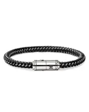 John Hardy Men's Sterling Silver Woven Rubber Bracelet