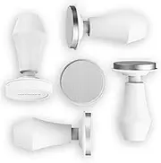 Normcore 58.5mm Espresso Coffee Tamper V4 - Spring Loaded Tamper with Stainless Steel Flat Base - Non-Stick Coating White - 15lb / 25lb / 30lbs Replacement Springs - Anodized Aluminum Stand