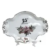 25Th Anniversarywith Roses Server And Cake Tray
