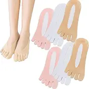 [LERTREE] 6 Pack Women Five Toe Invisible Socks Toe Separator Breathable No Show Socks Compression Toe Socks for Sport Yoga