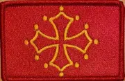 Toulouse France Flag Military Patch W/ VELCRO® Brand Occitan Cross RED Border