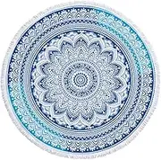 Proumhang Round Beach Towel with Tassels Portable Lightweight Waterproof Sandproof Picnic Blanket Outdoor Blanket Adult Child Beach Blanket Geometric Patterns -Style 38 60" in Diameter(150cm*150cm)