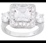 Princess Halo Bella Luce Silver Engagement Ring