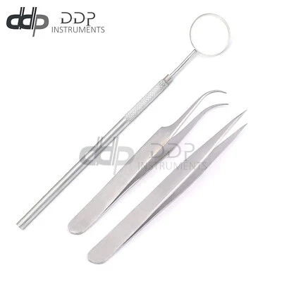Straight Pointed Curve Tweezers Mirror Eyelash Extensions Stainless Steel