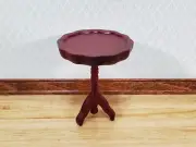 Dollhouse Side Table Pie Crust Style Mahogany Finish 1:12 Scale Wood Furniture