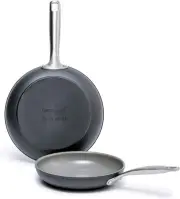 GreenPan Chatham Healthy Ceramic Nonstick 20 & 26cm Open Frypan Set, Grey,Gray
