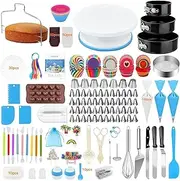 Cake Decorating Supplies, 507 PCS Cake Decorating Kit 3 Packs Springform Cake Pans, Cake Rotating Turntable, 48 Piping Icing Tips, 7 Russian Nozzles, Chocolate Mold Baking, Ideas