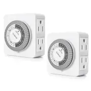 GHoma Timer Outlet Electric Indoor with 2 Grounded OutletPlugin 24Hour Mecha