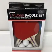 New Franklin Ping Pong Table Tennis Paddles 2 Player Set Paddle With 3 Balls