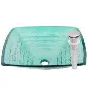 Miseno MNO-G682 Nickel Square 18-1/4" Tempered Glass Vessel Bathroom Sink