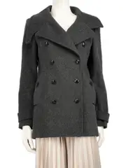 Grey Double Breasted Wool Coat