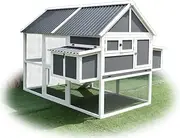 PawHub Extra Large Chicken Coop Rabbit Hutch Double Hatch Box with Run 2.1x1.5M
