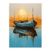 Modern Art Boat Water Canvas Print