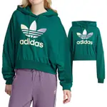 ADIDAS GRADIENT HOODIE女款 綠色 經典 三葉草 休閒 寬鬆 上衣 短版 連帽 長袖 IR6043