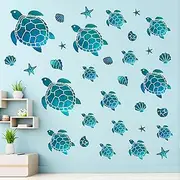 Sea Turtle Wall Decal Stickers Ocean Wall Decals Under The Sea Wall Decals Waterproof Vinyl Underwater Wall Sticker for Kids Bedroom Toilet Bathroom Nursery Living Room Decoration