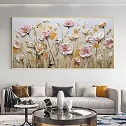 Oil painting handpainted 3D Floral Painting handmade Palette Knife flowers oil painting wall art Large 3D white Textured PaintingModern Decorative Paintings Im