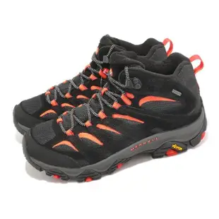 【MERRELL】戶外鞋 Moab 3 Mid GTX 男鞋 黑 橙 防水 登山鞋 郊山 黃金大底 中筒 襪套(ML037033)