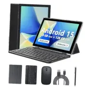 Android 15 Tablet 10 Inch, 18GB RAM+128GB ROM/2TB Expandable, 2 in 1 Black