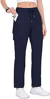 [MoFiz] Women's Cargo Hiking Pants with Pockets Athletic Capris Pants for Women Quick Dry Lightweight Water Resistant