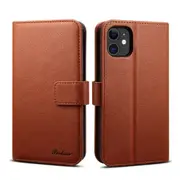 For Iphone 11 Pro Max Leather Case With Holder and Card Slots and Wallet(Brown)