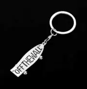 Skateboard Keyring Skate Shoes Silver Metal Skater Deck Key Chain Ring Bag Clip