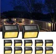 XLUX Solar Lights for Steps Decks Pathway Yard Stairs Fences, LED lamp, Rainproof, Black Metal Housing, 12 Pack