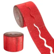Corrugated Paper Bulletin Border for Classroom Decoration, Metallic Red