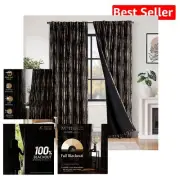 Modern 84 Inch Blackout Curtains with Golden Moon Phases - Perfect for Bedrooms