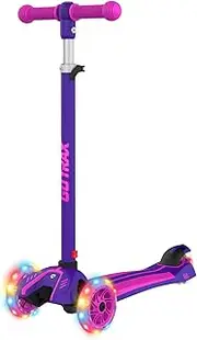 Gotrax KS3 Kids Kick Scooter, LED Lighted Wheels, Adjustable Height Handlebars and Removable Seat, Lean-to-Steer & Widen Anti-Slip Deck, 3 Wheel Scooter for Kids Ages 2-8 and up to 100 Lbs