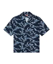 'KENZO Ocean Camo' hawaiian short sleeve shirt in cotton S,L,M midnight blue