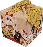 Japanese wrapping cloth FUROSHIKI MANEKI-NEKO HAPPY CAT MADE IN JAPAN 50cm
