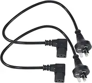C13 IEC Cable Angle Computer Plug 0.5m Power Cords Aus 3-Prong AC Supply Connector for PC Kettle Black 2 Pack